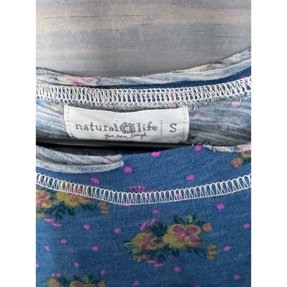 Natural Life Lily Cotton Short Sleeve Tee Shirt Size Small Blue - Picture 5 of 8